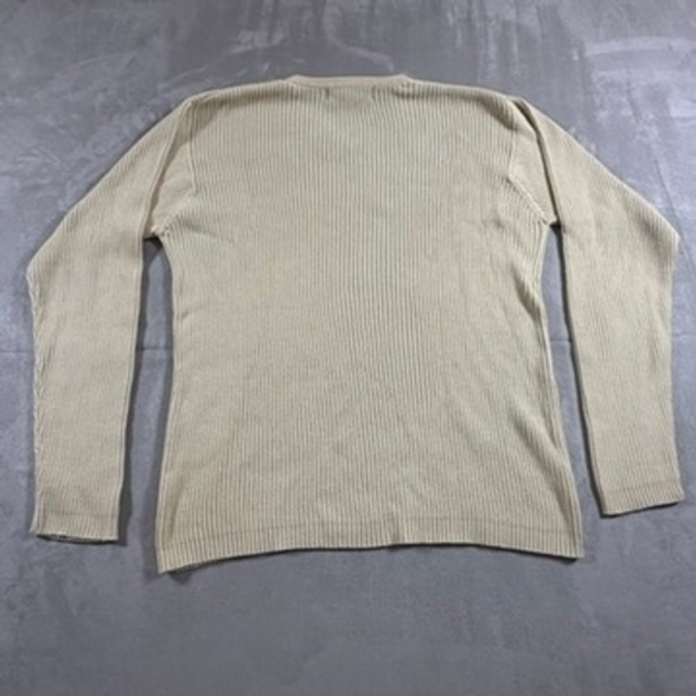 Vintage Banana Republic V-Neck Sweater Mens Ribbed Knit 100% Cotton Large Beige - Picture 6 of 7